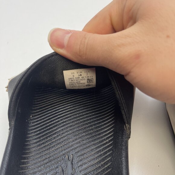 Lacoste Croco-Slide 120-3-US Wom Sz 7 US - Black / White Slip on Slides Sandals - Picture 10 of 16